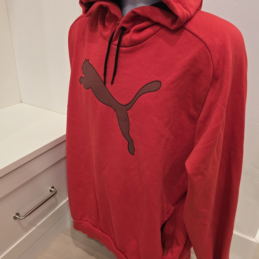Puma Red Pullover Hoodie with Black Logo